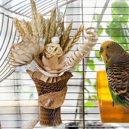 Parakeet Chew Toys, Parrot Bird Toys,Bird Chew Toys with Wheat Ears Bouquet Design | Funny Chew Toy