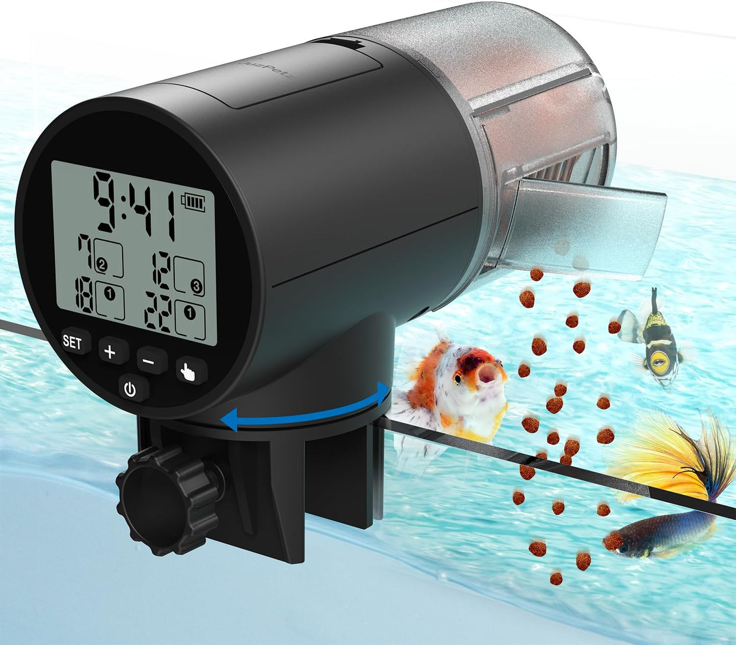 Automatic Fish Feeder for Aquarium, Vacation, 7, 14 Day Auto Dispenser with Timer, 200ml Large Capacity, Battery Powered, Ideal for Turtle/Fish Tank Aquarium Accessories, Batteries Included