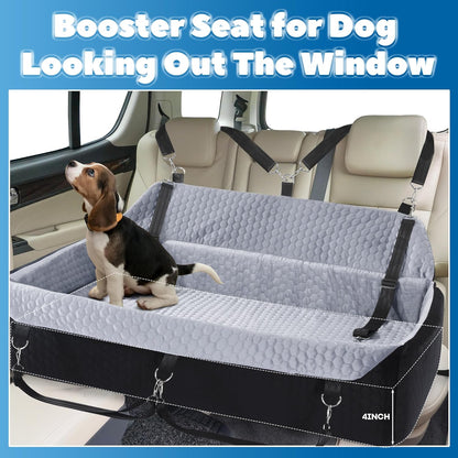HOMBYS 42" L Dog Car Seat for Large and Medium, 4.2" Thick Dog Car Booster Seat, Back Seat Extender with 6 Straps, Pet Sofa Bed Cushion, Detachable & Machine Washable