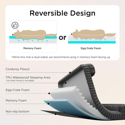 Bedsure Orthopedic Dog Beds Large Sized Dog, Waterproof Memory Foam Pet Bed with Sides, Non-Slip Bottom and Egg-Crate Foam Large Pet Couch Sofa with Washable Removable Corduroy Cover, Grey