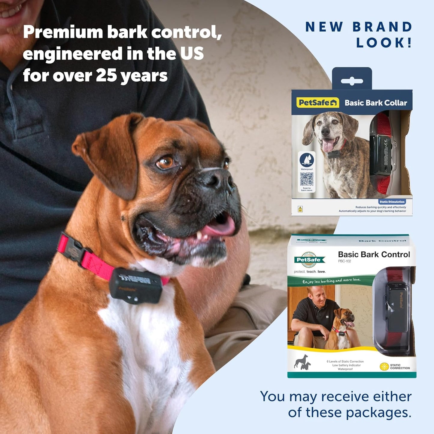 PetSafe Basic Bark Control Collar - Effective & Accurate Bark Detection Collar - Safe & Reliable Training with Multiple Static Stimulation Levels - Waterproof & Battery-Operated