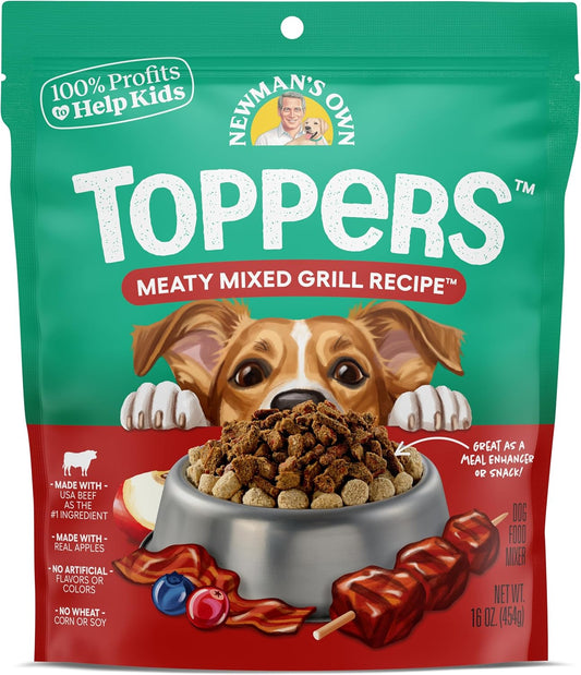 Newman's Own Dog Food Toppers - Meaty Mixed Grill Recipe 16 oz - No Artificial Flavors or Colors - No Wheat, Corn or Soy - Shelf Stable (Meaty Mixed Grill Recipe)