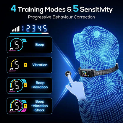 Bark Collar, 2 Pack Smart Dog Bark Collar for Large Medium Small Dogs, Anti Barking Device for Dogs Training Collar with Beep Vibration Harmless Shock, 5 Adjustable Sensitivity (Black)