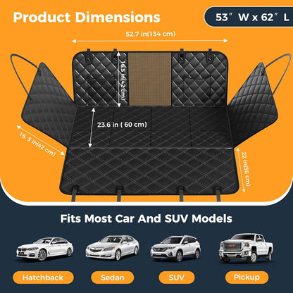 Dog Car Seat Cover for Back Seat, Hard Bottom Back Seat Extender for Dogs - Supports 400lbs,New Waterproof, Scratch Resistant, Anti Slip Portable Dog Hammock