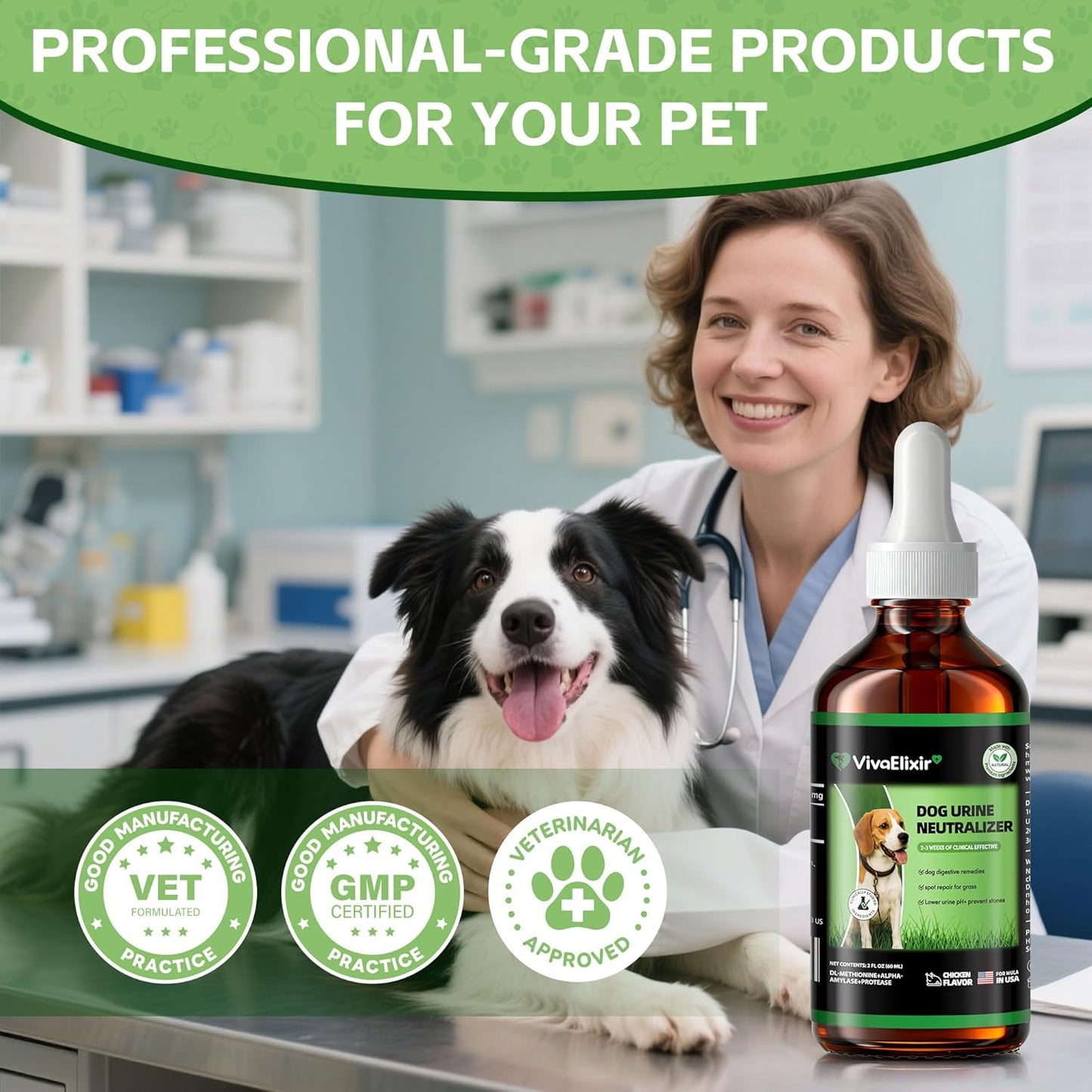 Dog Urine Neutralizer for Lawn -Methionine, Probiotics & Enzymes- - Helps Reduce Lawn Burn from Dog Urine, Supports Digestive and Urinary Health -Veterinarian Recommended- 60ml