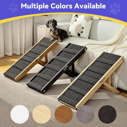 2025 Upgraded Dog Ramp for Couch, Foldable Small Dog Ramp for Low Bed, 4 Adjustable Height from 13'' to 21", Portable Stable Pet Steps with Non-Slip Pad, Pet Ramps Use for Sofa Couch Stairs
