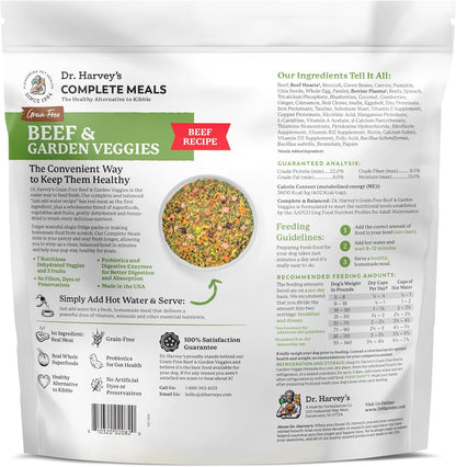 Dr. Harvey's Beef & Garden Veggies Dog Food, Human Grade Grain-Free Dehydrated Food for Dogs with Freeze-Dried Beef (5 Pounds)