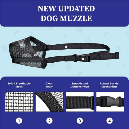 Dog Muzzle for Large Dogs - Air Mesh Muzzle for Large Sized Dog | Adjustable No Bark Dogs Muzzles for Scavenging Licking & Chewing | Prevent Biting | L 7.9'' - 9.4''