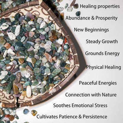 Moss Agate Crystal Chips 2lb (2400+ pcs) – 5-8mm Natural Crystals for Aquarium Gravel, Terrarium Substrate, Succulent Top Dressing, Jewelry Making & Spiritual Gifts – Safe for Fish Tanks