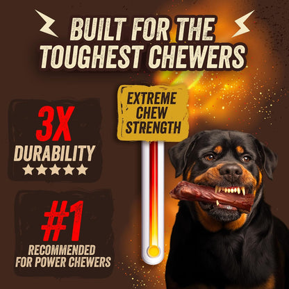 Jack&Pup 6" X-treme Bully Sticks for Large Dogs | Collagen + Pizzle Sticks for Dogs | 3X Longer Lasting for Aggressive Chewers (10 Count)