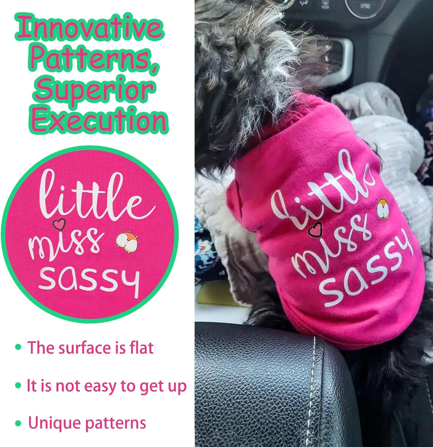 Paiaite Dog Clothes Fashionable Sleeveless Pet Vest: 'Little Miss Sassy' Printed Cotton Dog Shirt, Ideal for Small, Medium, and Large Breeds, Ensuring Comfort and Breathability Green S