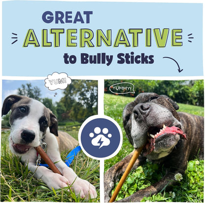 Pawstruck Bully Sticks & Roasted Collagen Sticks Value Bundle for Large Dogs - Single Ingredient Rawhide Alternative Made with 100% Beef