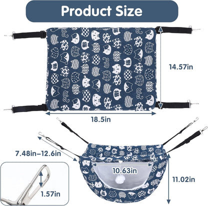 2 Pcs Cat Cage Hammock with Ball, Double Layer Soft Hanging Pet Bed for Indoor Cats, Kittens, Ferrets, Hamsters, Rabbits and Small Animals, 2 Styles