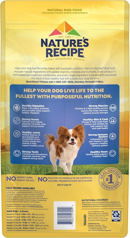 Nature's Recipe Grain Free Small Breed Dry Dog Food, Chicken, Sweet Potato & Pumpkin Recipe, 4 lb. Bag