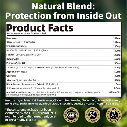 Dog Flea and Tick Treatment Chewable, 5-in-1 Natural Flea and Tick Prevention Chews, Dog Oral Flea and Tick Support Supplement, for All Breeds and Ages, Chicken Flavor, 135 Count