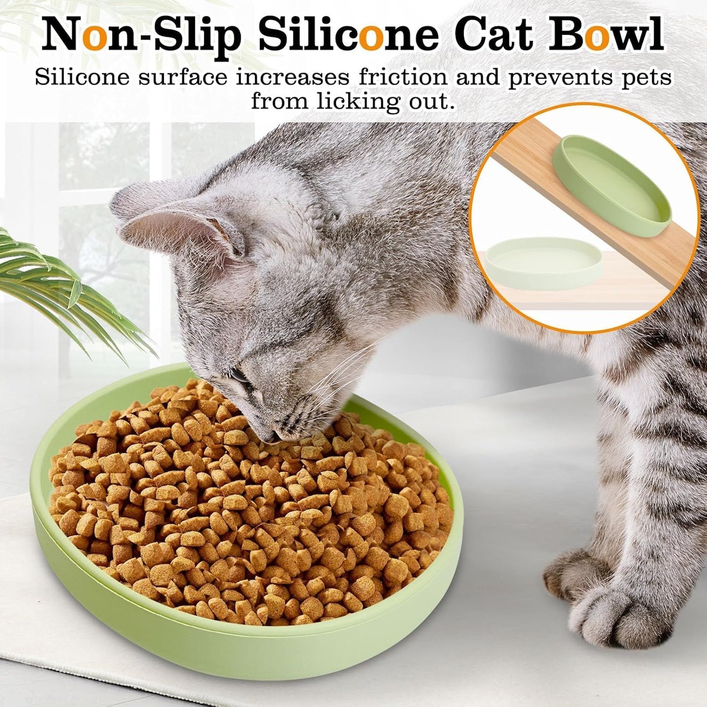 BNOSDM Raised Cat Slow Feeder Bowl and 2 Pcs Yellow Cat Dish for Cats and Dogs