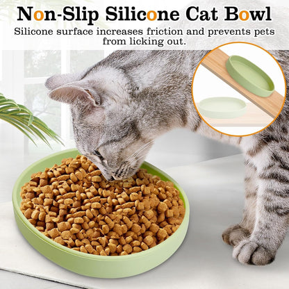 BNOSDM Raised Cat Slow Feeder Bowl and 2 Pcs Yellow Cat Dish for Cats and Dogs