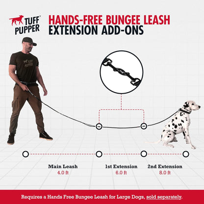 Tuff Pupper Heavy Duty Hands Free Dog Leash | One Large Dog Up to 125 lbs | Comfortable Shock Absorbing Bungee | Reflective Padded Handles | Lumbar Waist Belt 26-38" | Walking Jogging Running Leash