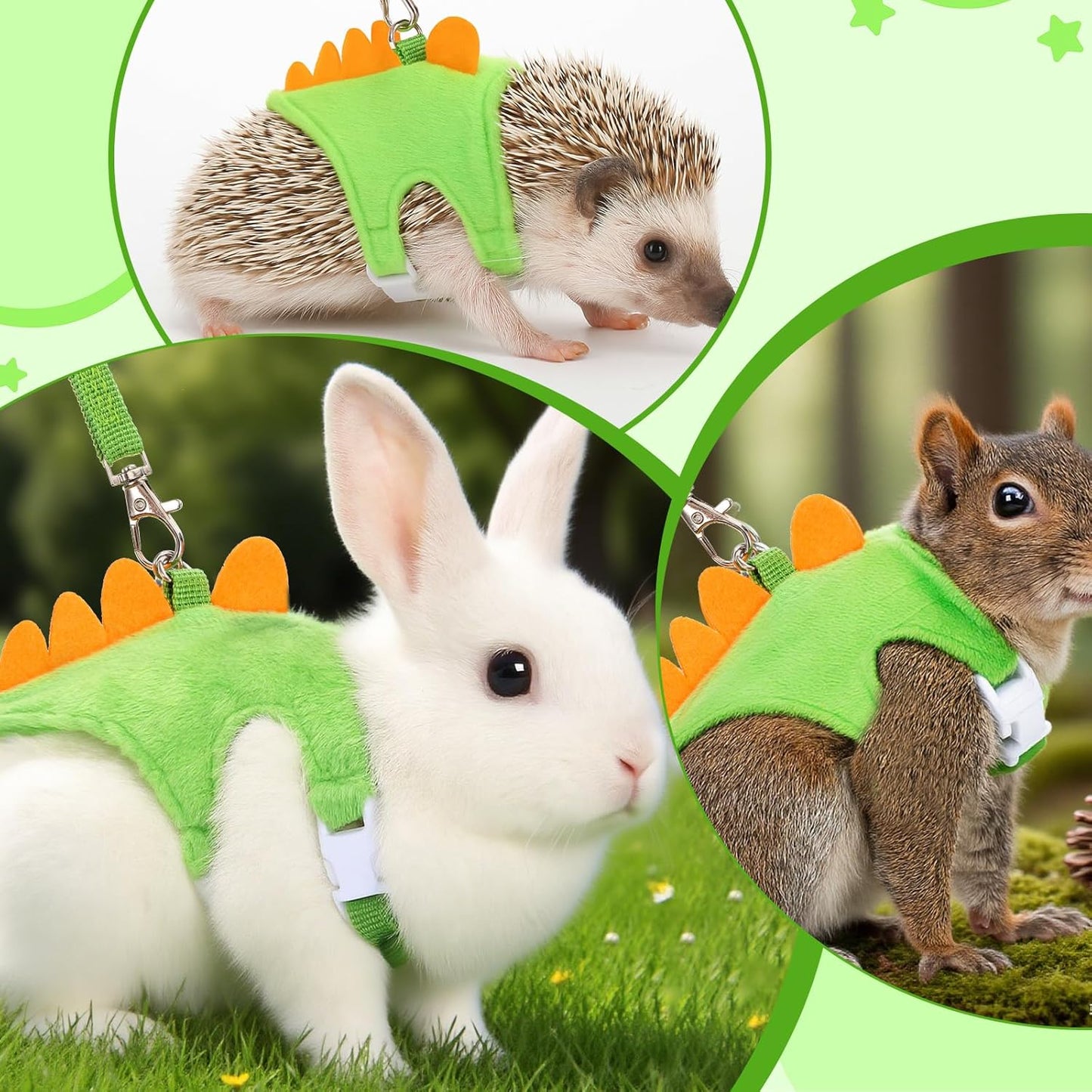 Ferret Harness and Leash Set Small Animals Vest Harness with Safe Bell Dinosaur Shaped Leash Set for Baby Rabbit Guinea Pig Teacup Chihuahua Mouse and Other Small Pet