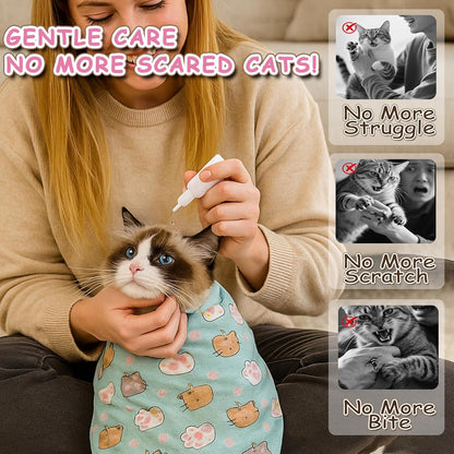 Puffluv Cat Wrap,Feline Nail Cutting Self-Adhesive Relief Blanket, Scratch&Escape-Proof,for Medication,Tooth Brushing,Claw Clipping,Ear Care with Lint Roller, 6-14 lbs