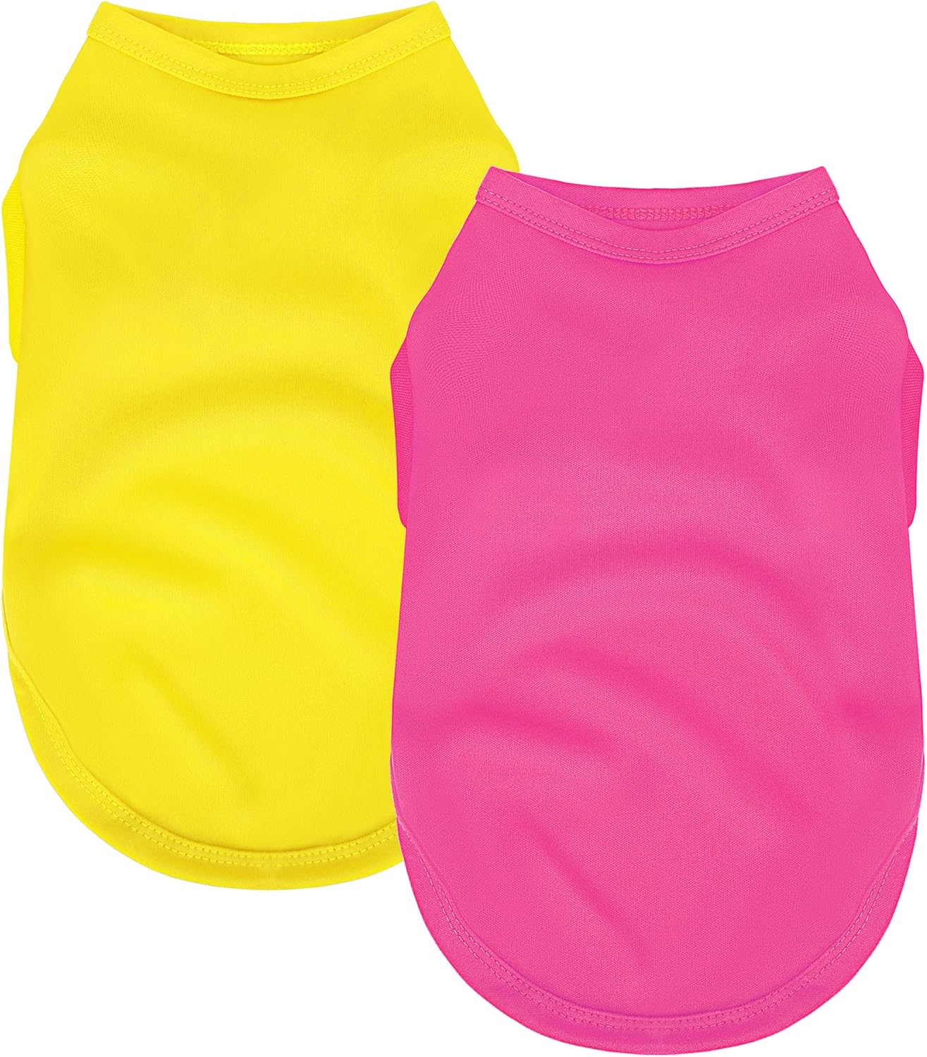 2 Pack Solid Color Dog Shirts - Lightweight, Quick Dry, Breathable Pet T-Shirts for Small to Large Dogs - Stretchy, Durable, Ideal for All Seasons and Holidays.Rose red&Yellow S