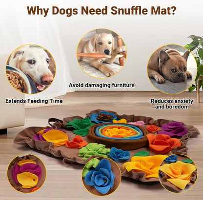 Snuffle Mat for Dogs - Dog Toy to Keep Them Busy Non-Slip Slow Eating Dog Food Mat - Lick Mat for Dogs Encourages Natural Foraging Skills Reduces Anxiety & Boredom Hand and Machine Washable