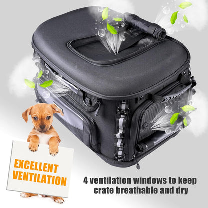 Dog Cat Carrier Crate Travel Bag + Driver Backrest Adjustable Quick Release Rider Backrest for Harley Road Glide Street Glide Electra Glide Road King