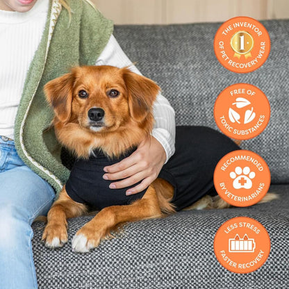 Suitical Recovery Suit for Dogs - XL Black - Dog Surgery Recovery Suit with Clip-Up System, Breathable Fabric for Spay, Neuter, Skin Conditions, Incontinence, 29.1–32.3 in Neck-to-Tail