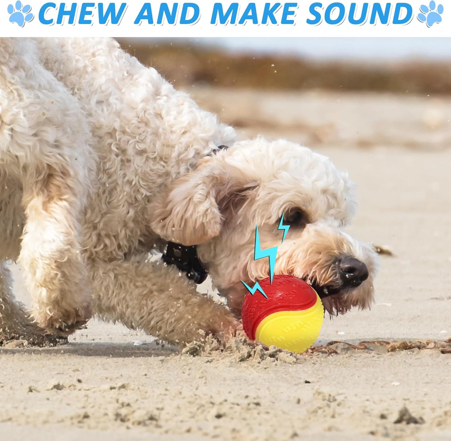 6Pcs Squeaky Dog Balls, Dog Toys Balls for Training, Tough Ball Toys for Dogs, Fit with Dog Ball Launcher, High Bouncy Dog Ball for Interactive Playing, Puppy Pet Chew Balls Teething Balls 2.5in