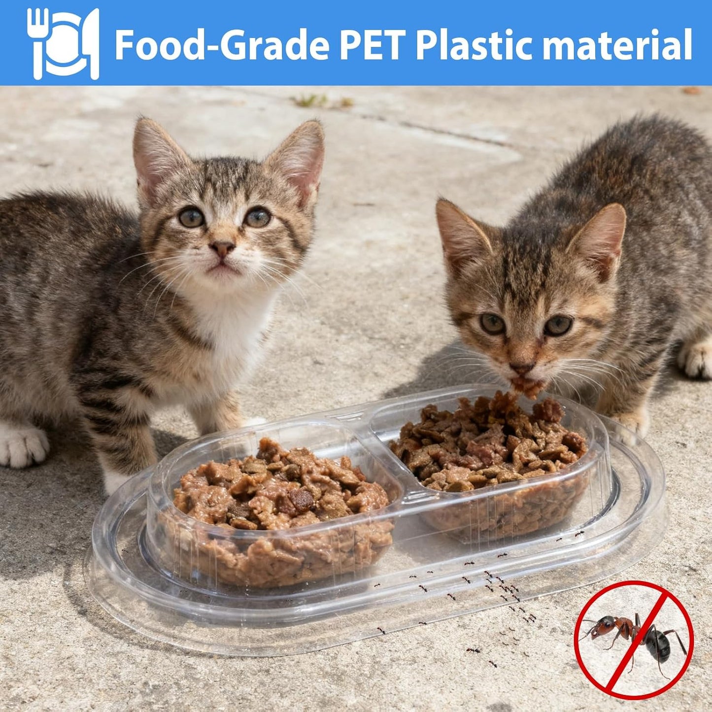 Disposable Ant Away Cat Bowls - 20 Pack Food-Friendly Plastic Bowls with Water Moat, Travel Dog & Cat Food Bowls for Outdoor Camping, Hiking, Emergency Kits (20 Packs)