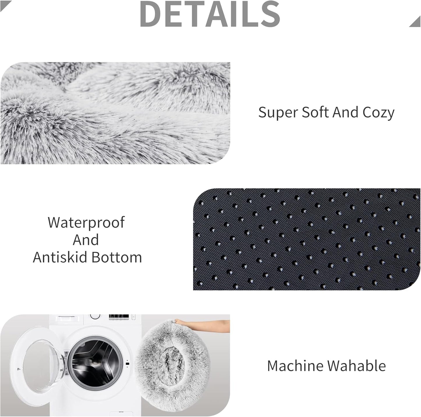 Love's cabin Calming Cat Bed for Indoor Cats, Anti-Anxiety Donut Round Dog Bed, Fluffy Faux Fur Washable Pet Bed for Small Medium Dogs and Cats,Grey,20in