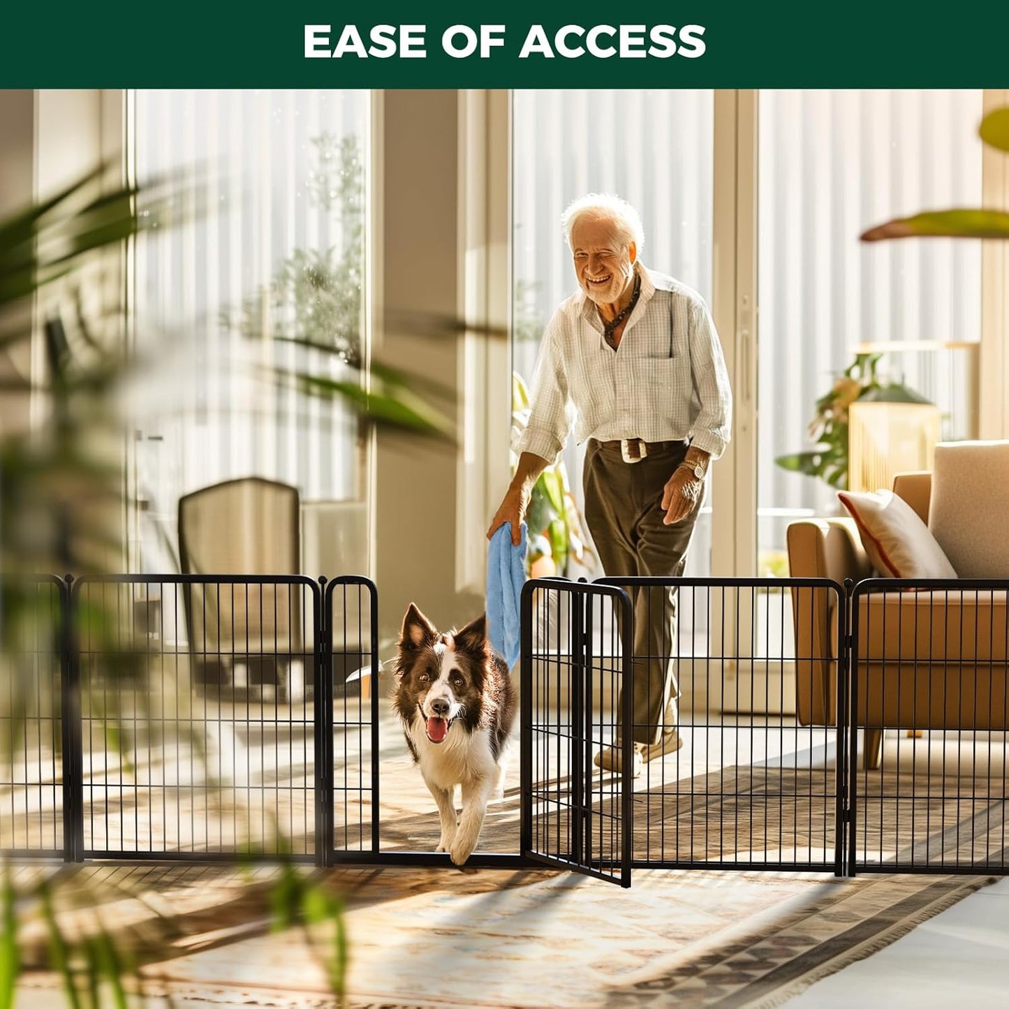 FXW Homeplus Unleashed Indoor Dog Playpen - Stress-Free and Safe Play, Heavy Duty 32 Inch 8 Panels Dog Pen for Small and Medium Dogs, Black│Patented