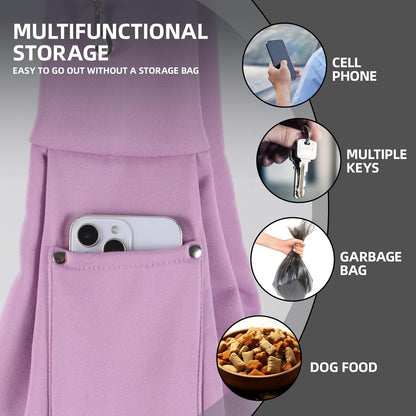 Dog Carrier Sling - Reversible Puppy Carrier Purse with Storage Pocket, Hand-Free Dog Sling Carrier for Carry Small Dogs and Cats, Travel Safety Harness, Dog and Cat Harness (Purple)