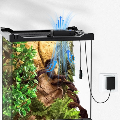 Reptile Humidity Control Fan for Terrariums, Quiet Airflow System for Tanks and Enclosures, Black