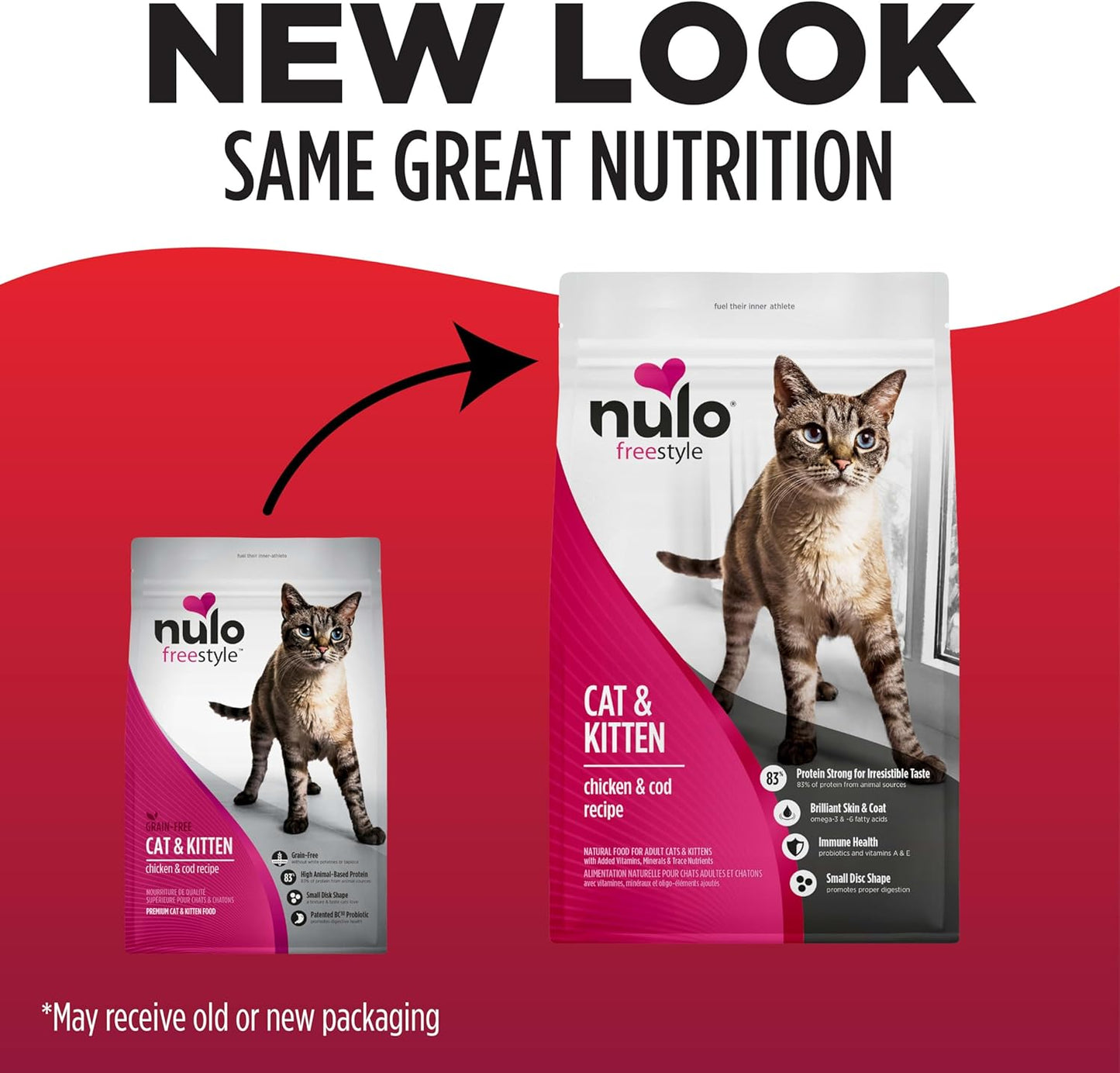 Nulo Freestyle High Protein Cat & Kitten Food, Chicken & Cod Recipe - Natural Grain-Free Dry Cat Food with Omega Fatty Acids & Probiotics, 4 lb Bag