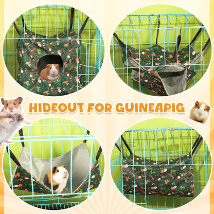 Geelin 8 Pcs Rat Hammock Ferret Hammock for Cage Rat Bed Guinea Pig Hanging Tunnel Glider Toy Ferret Hideout Bed Cage Accessories for Small Animals Hamster Chinchilla Sugar Squirrel, Mushroom Style