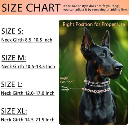 Stainless Steel Dog Training Collar, Quick Release Buckle, Adjustable Collar for Large Medium Small Dogs (Silver, XL Neck Girth 14.5"-21.5")