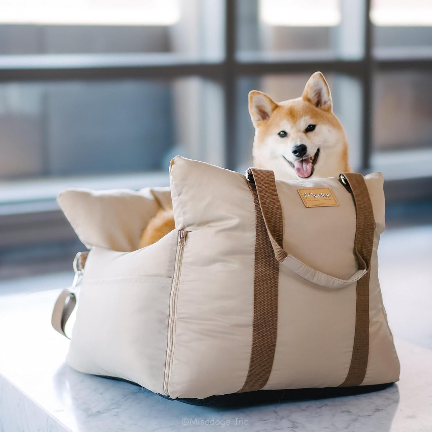 Posh Dog Car Booster Seat for Small Little Dogs, Stylish and Comfortable Design, Small Dog Owner Gift, Travel Bed with Safety Belt, Secure Straps, Perfect for Dogs Under 25 Lbs