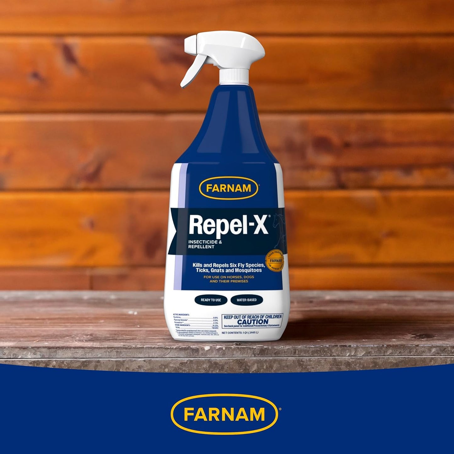 Farnam Repel-X Insecticide & Repellent Water-based Fly Spray for Horses, Dogs and Premises, 32 Ounces