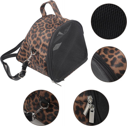 IPENNY Leopard Print Pet Carrier for Small Animals, Portable & Breathable Travel Handbag for Hamster, Sugar Glider, Hedgehog (7.3" L x 6.3" H x 3.1" W)