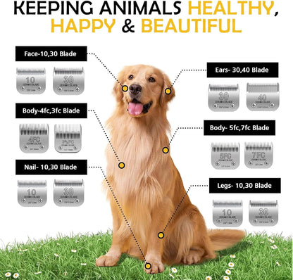 10# Pet Grooming Clipper Replacement Blades, Detachable Blade Compatible with Andis/wahl/Oster Dog Clippers,10 Blade 1/16-inch, Made of Ceramic & Stainless Steel Blade
