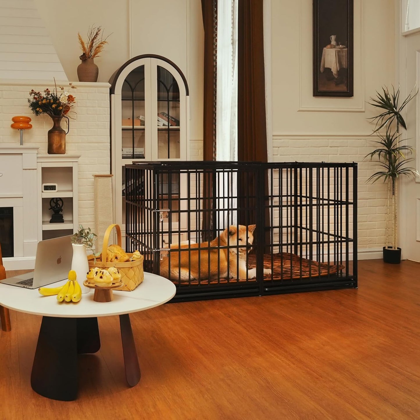 GDFStudio 61 Inch Extra Large Dog Crate with Mat, Heavy-Duty Carbon Steel XL Dog Cage Kennel with Removable Tray and Double Door, Indestructible Escape-Proof Large Dog Crate for Indoor Outdoor, Black