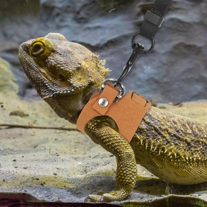 Bearded Dragon Leash & Harness Set, Adjustable Lizard Harness Cool Animals Accessories for Small Pet Animals Reptile Outdoor Safety Walking (S, M, L)