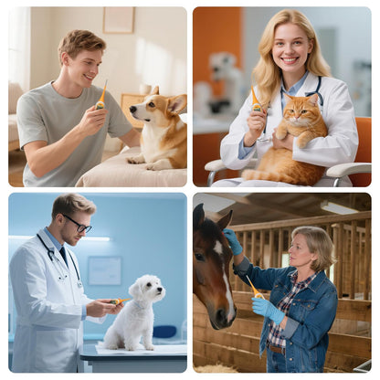 Digital Dog & Cat Thermometer for Fever Detection, 8s Fast Reading Pet Rectal Thermometer with Large LCD Screen, Comfortable Flexible Soft Tip Fever Alert °C/°F Switchable