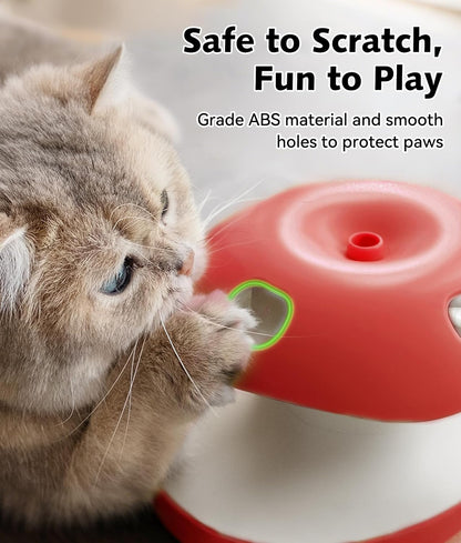 Joytale Interactive Cat Toys for Indoor Cats, Electric Whack A Mole Cats Christmas Toy Self Play Automatic, 2-Level with 10 Holes, Smart Sensor, Feather Teaser, Rechargeable for Kitten Adult, Red