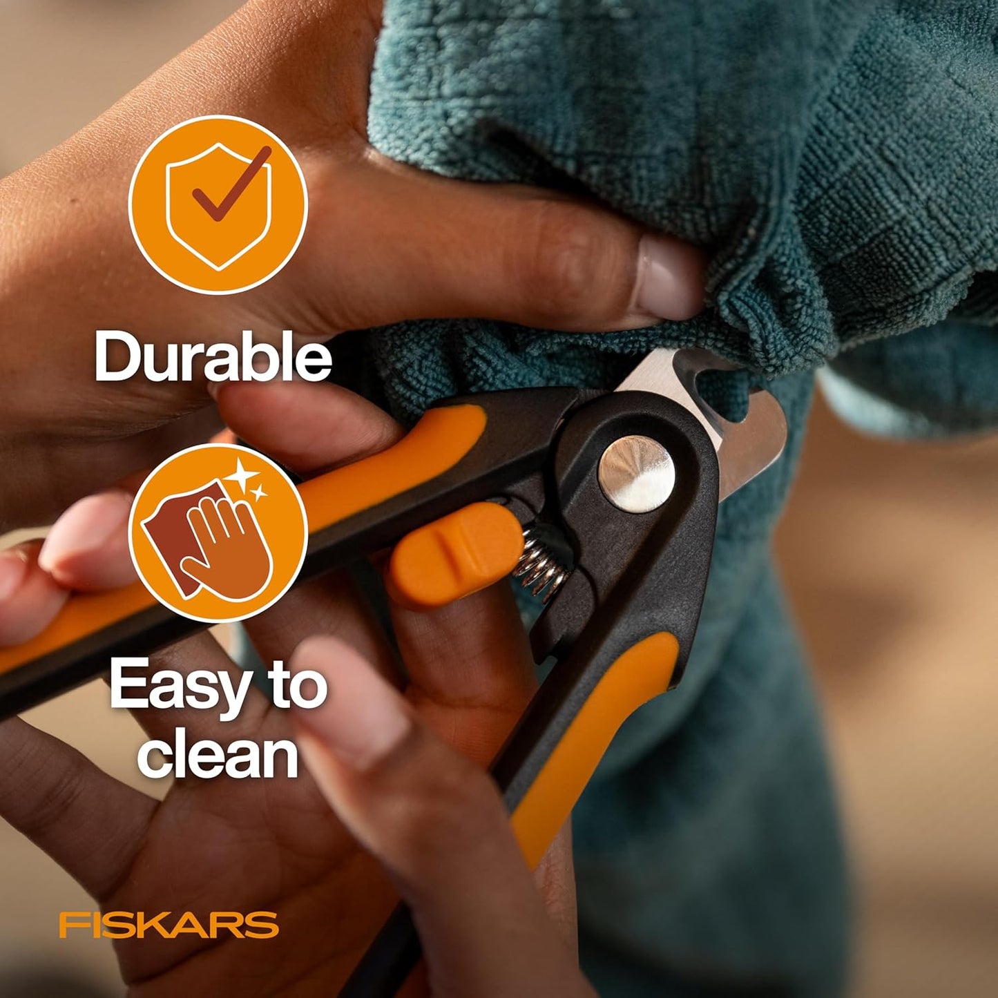 Fiskars Pet Large Nail Clippers, Cat and Dog Nail Trimmers for Grooming, Pet Supplies with Semi-Circular Blade & SoftGrip Handle with Safety Lock, 5.75”, Orange/Black