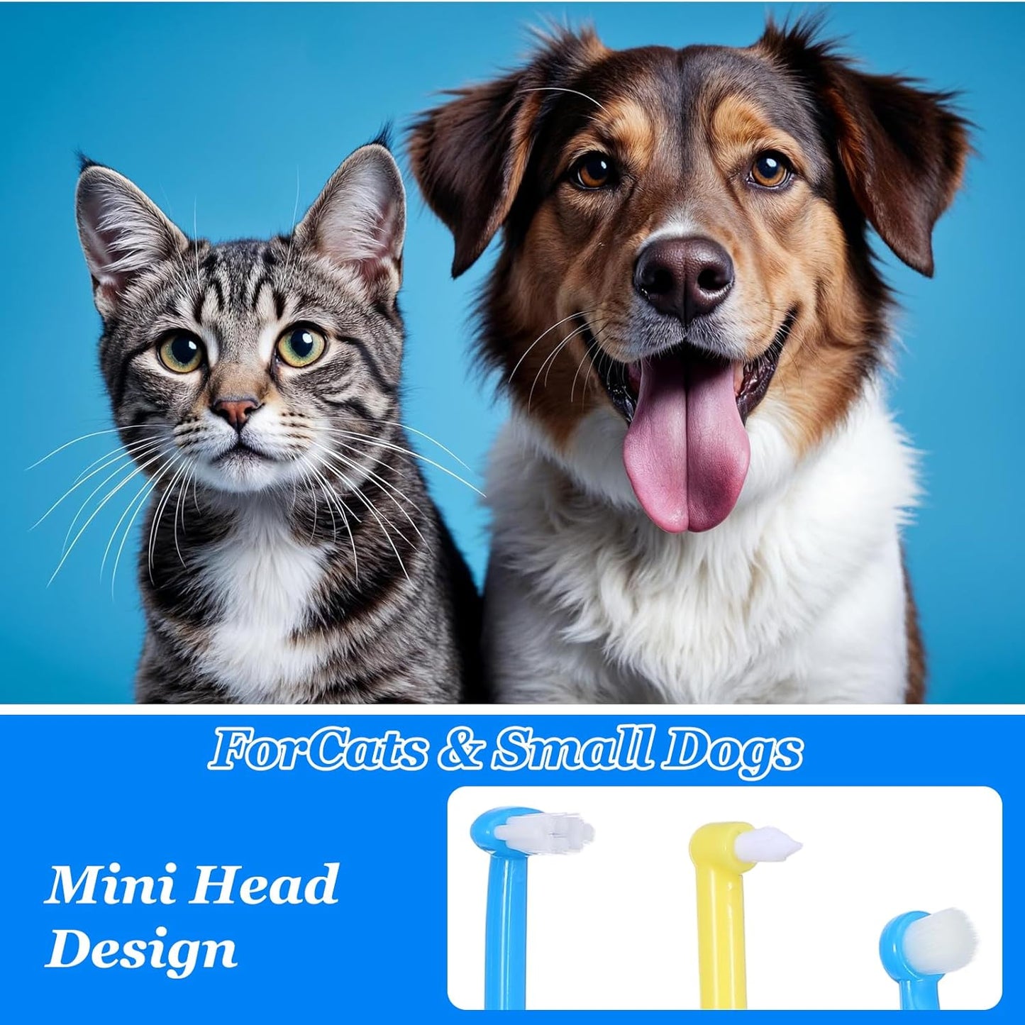 3 PCS Small Dog Toothbrush, Cat & Puppy Toothbrush Kit, Mini Toothbrushs Set for Tiny Pets, Deep Cleaning Dental Care