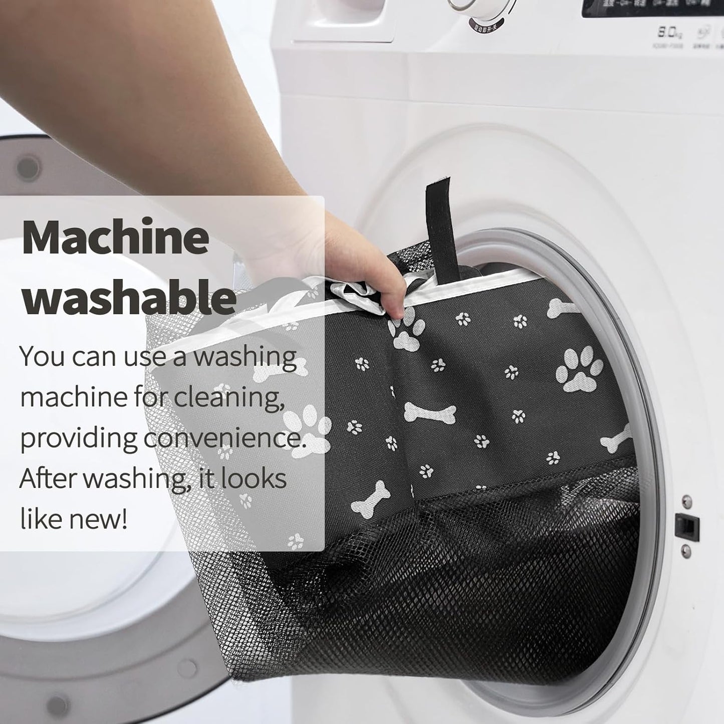 PJYuCien Dog Playpen Mesh Top Cover, Fits 36 Inch 4 Panels Regular Square Plastic Exercise Pet Pen, Adhesive Tape Connections, Black paw (Note: Cover Only, Fence Not Included)