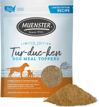 Muenster 3-in-1 Turkey-Duck-Chicken Freeze Dried Dog Food Topper (5oz) - Made in USA