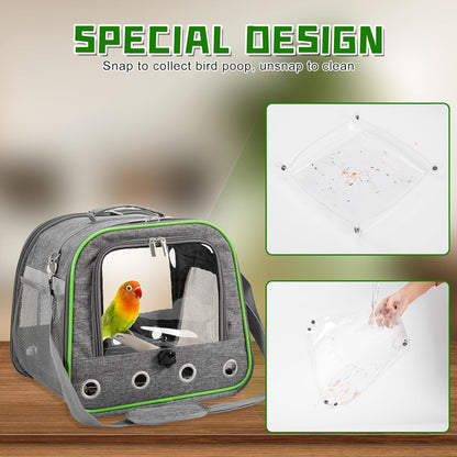 Suertree Upgraded Small Bird Carrier, Lightweight and Portable Travel Bird Cage with Stand and Easy Clean Tray, Parrot Parakeet Cockatiels Bird Travel Cage